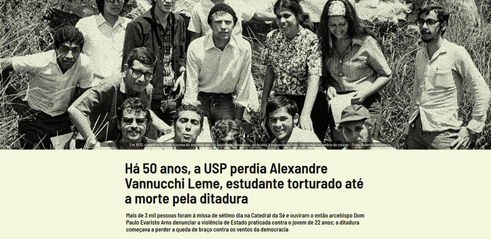 Jornal da USP sobre Alexandre Vannucchi Leme