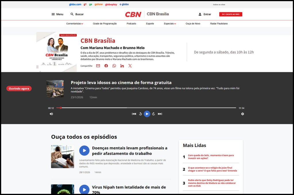 CBN Brasília: Projeto leva idosos ao cinema de forma gratuita