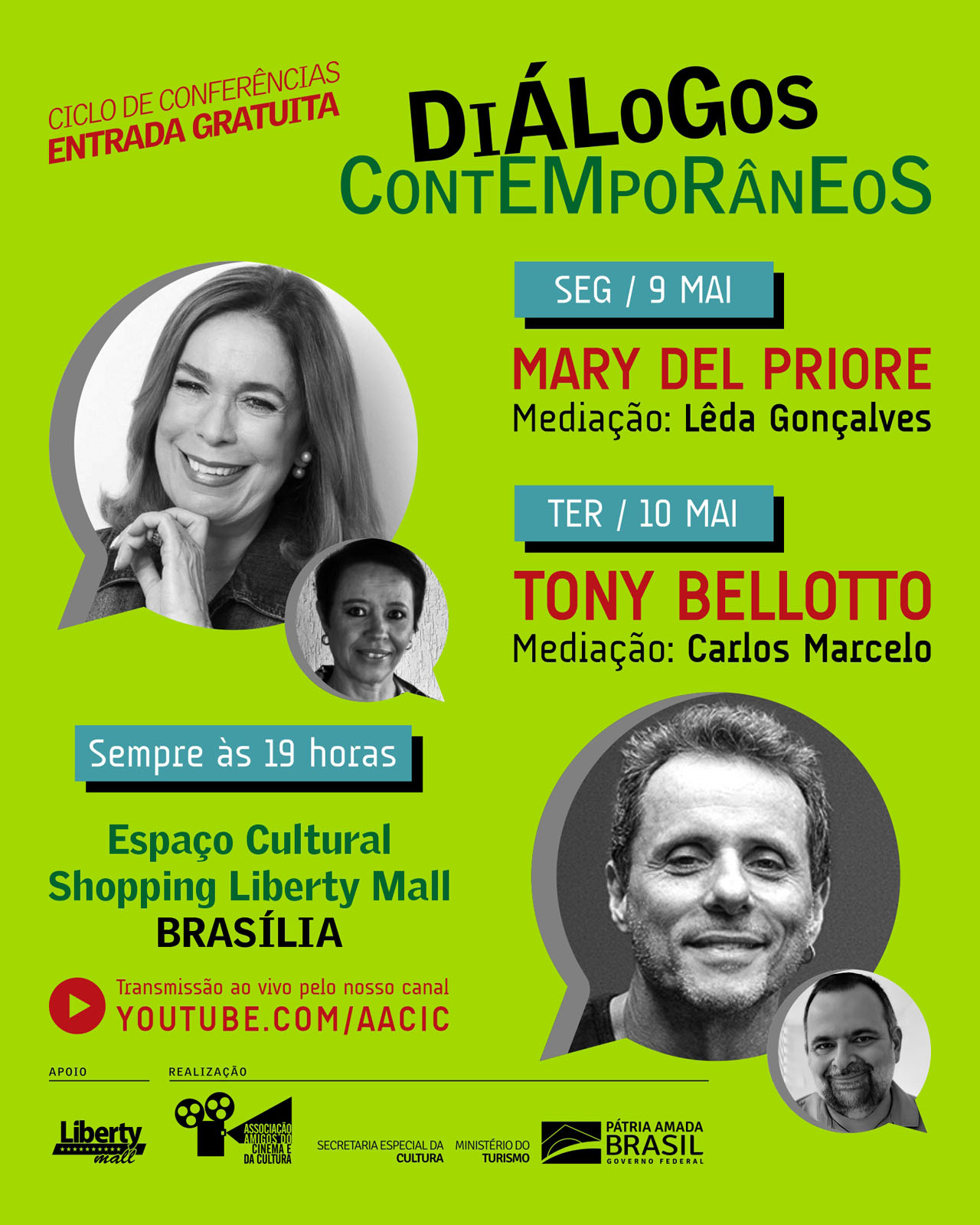 Quarta semana em Brasília terá Mary Del Priore e Tony Bellotto